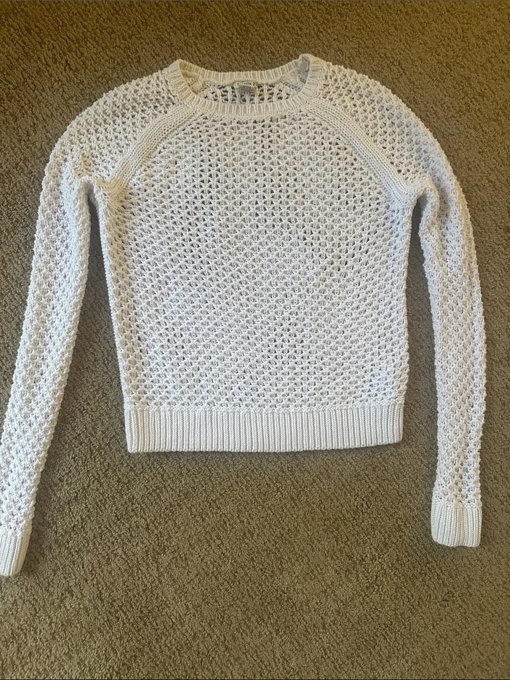 Light Cream Open-Knit Long Sleeve Sweater- Forever 21 Medium